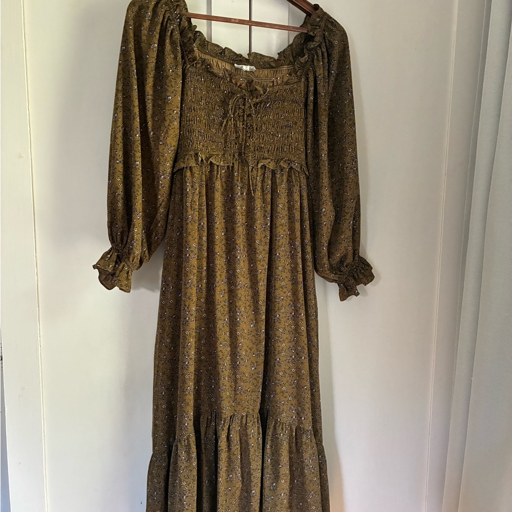 Elegant Mustard/Olive Women's Maternity Dress